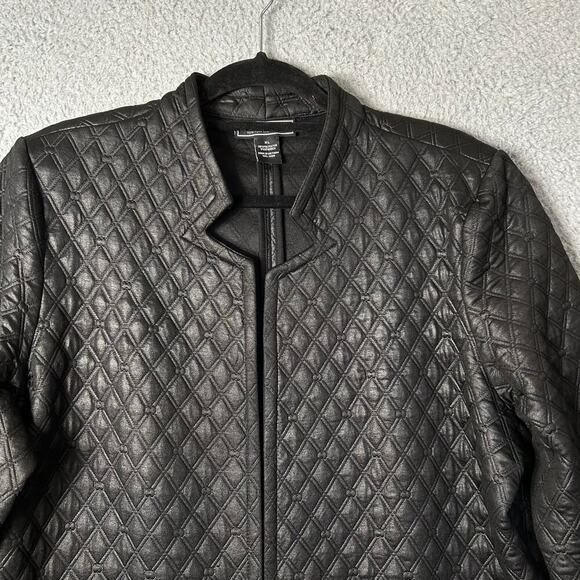 NYCC New York Clothing Co. Jacket Womens XL Black Embossed Long Open‎ Jacket - Picture 4 of 11